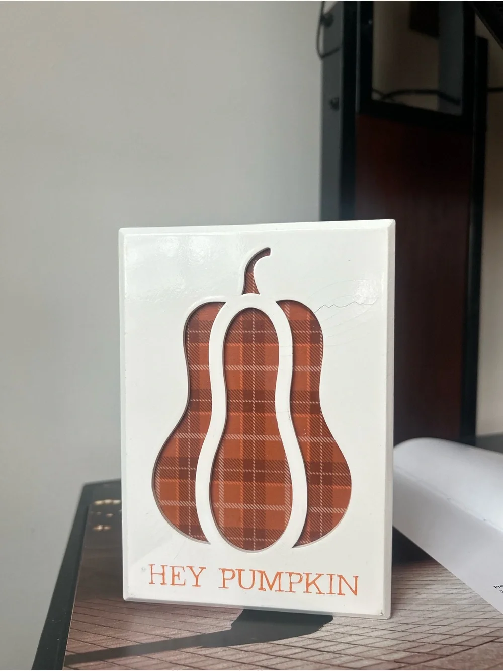 Hey Pumpkin Plaid Gourd Wall Decor - Orange